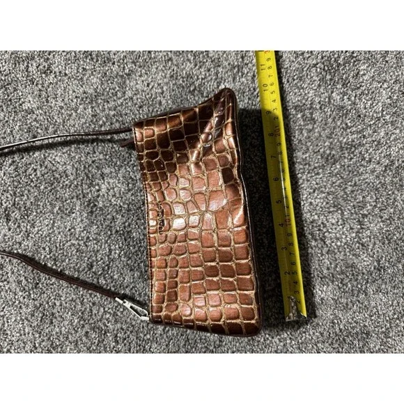 Kenneth Cole Reaction Brown/Copper Faux Alligator Print Clutch Shoulder purse - Picture 14 of 16